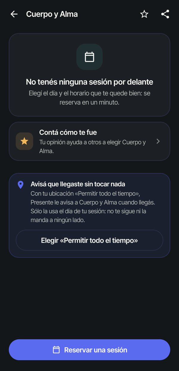 Un lugar en la app Presente