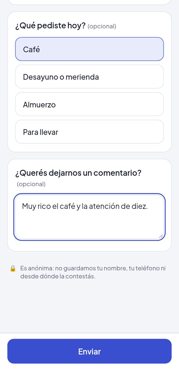 La encuesta en el celular, con el comentario
