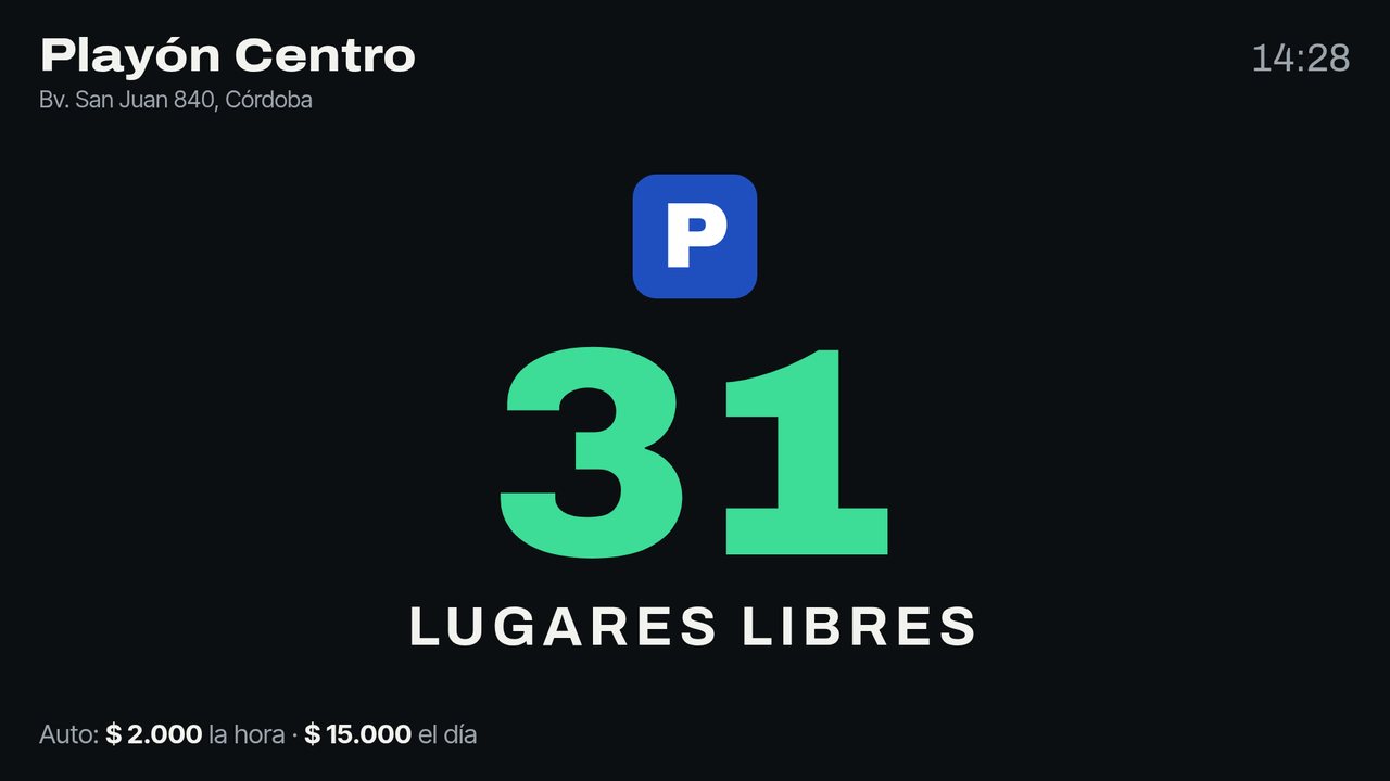 El cartel de lugares libres en la tele de la entrada