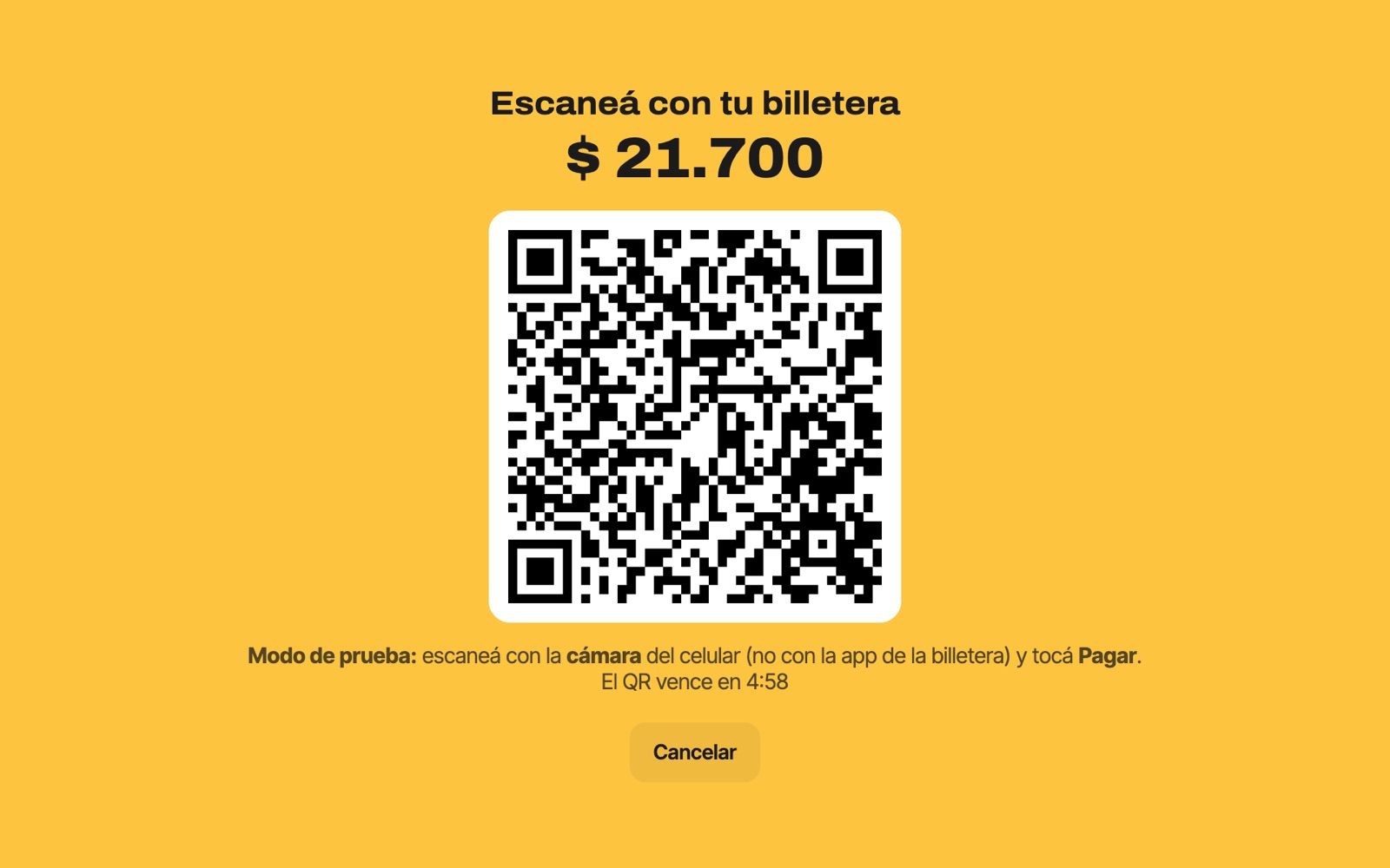 El QR de pago