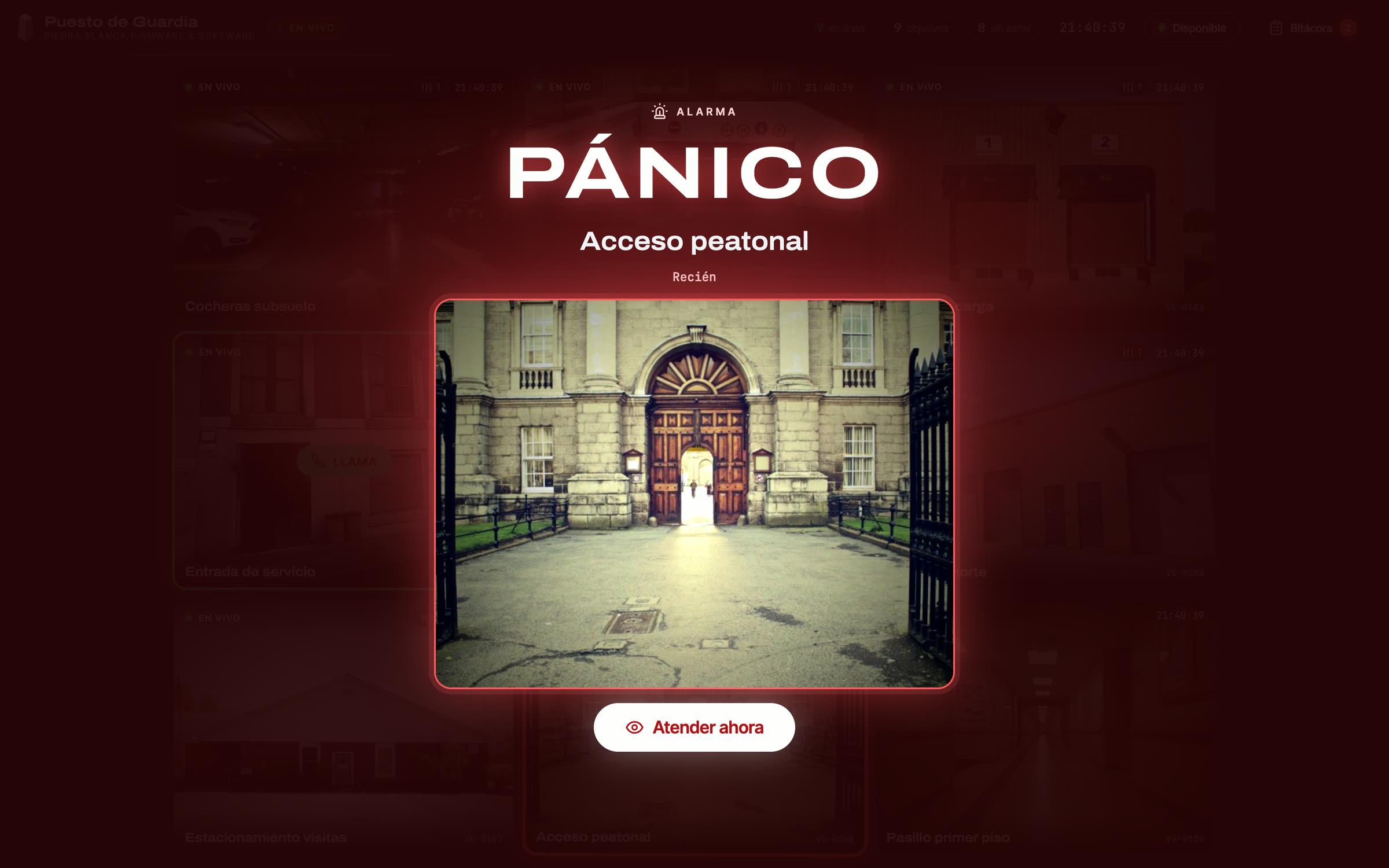 La alarma de pánico tapa toda la pantalla del puesto